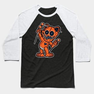 Happy VooDoo Kitty Cat Doll Orange and Navy Blue Baseball T-Shirt